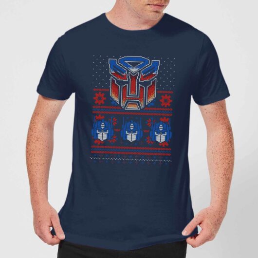 Autobots Classic Ugly Knit Men's Christmas T-Shirt - Navy - S