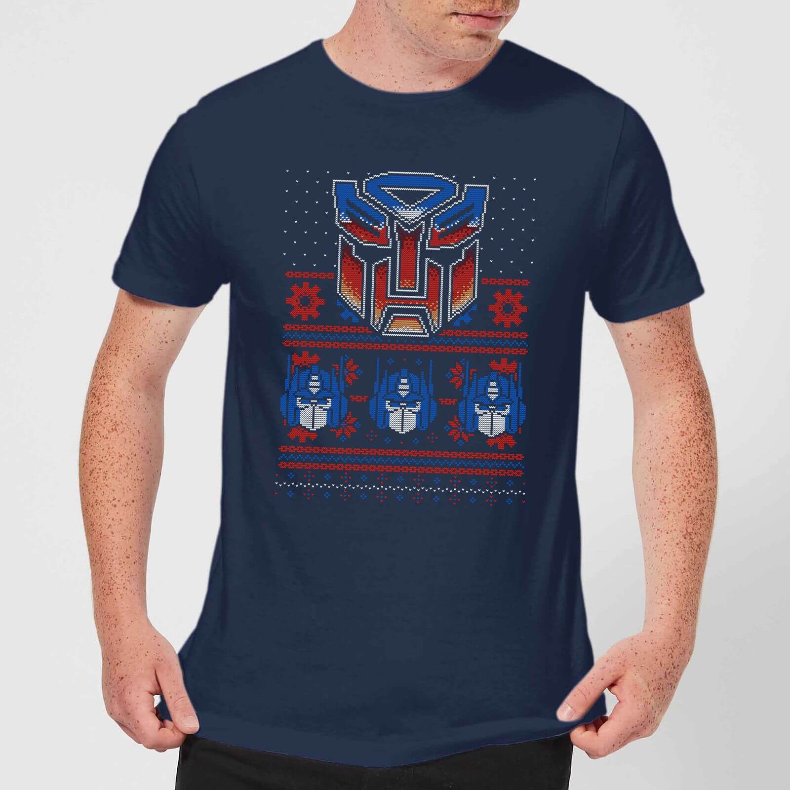 Autobots Classic Ugly Knit Men's Christmas T-Shirt - Navy - S