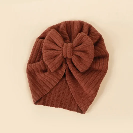 Baby Knitted striped fabric bow beanie hair hat