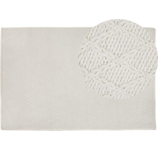 Beliani - Handmade Wool Blend Rug Knitted Living Room Decor 160 x 230 cm Off-White Erzin