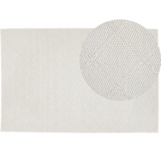 Beliani - Handmade Wool Blend Rug Knitted Living Room Decor 160x230 cm Off-White Ellek