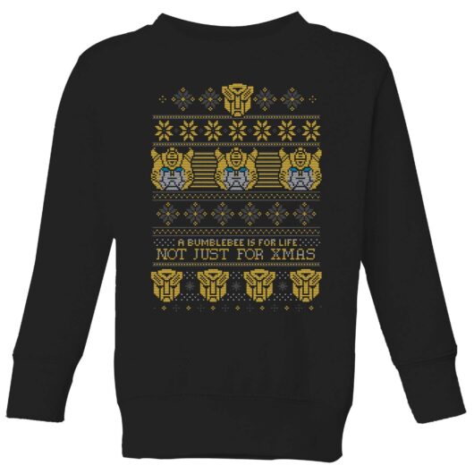 Bumblebee Classic Ugly Knit Kids' Christmas Jumper - Black - 3-4 Years