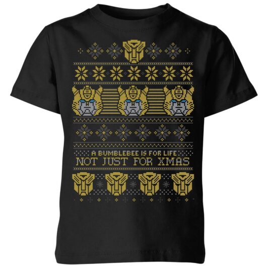 Bumblebee Classic Ugly Knit Kids' Christmas T-Shirt - Black - 3-4 Years