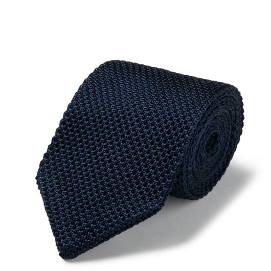 Charles Tyrwhitt Men's Slim Textured Pure Silk Knitted Tie - one size - Navy, Navy