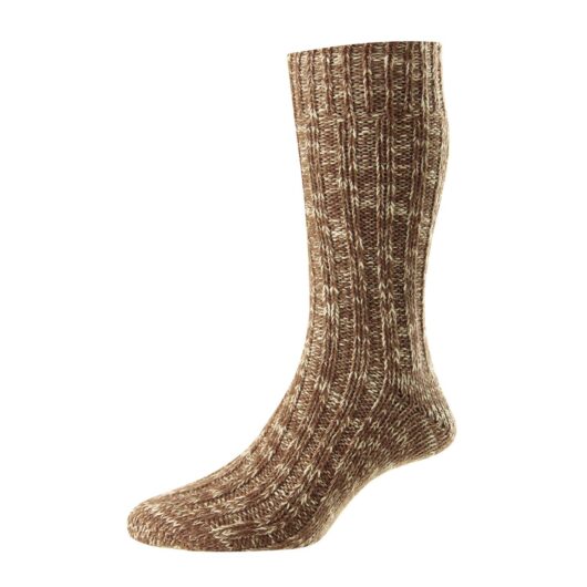 Chunky Knit Rib Brown Marl 6-11 Socks