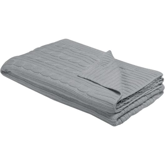 Cotton Blanket Cable Knit Pattern Chair Sofa Throw 110x180cm Light Grey Anamur
