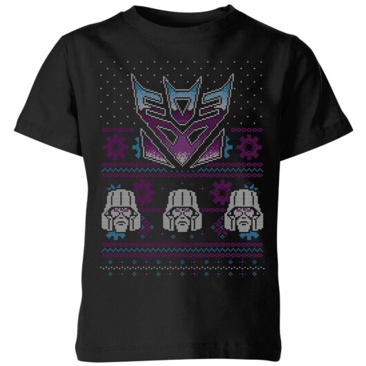 Decepticons Classic Ugly Knit Kids' Christmas T-Shirt - Black - 3-4 Years