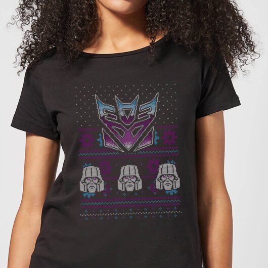 Decepticons Classic Ugly Knit Women's Christmas T-Shirt - Black - XS