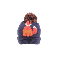 Foxy Knitted Pom Pom Hat - Navy