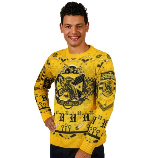 Harry Potter Hufflepuff Quidditch Knitted Christmas Jumper - XS