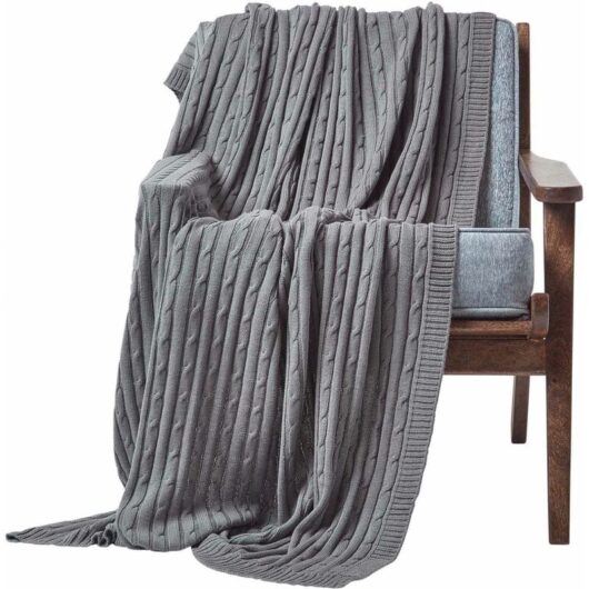 Homescapes - Cotton Cable Knit Throw, Grey, 150 x 200 cm - Grey
