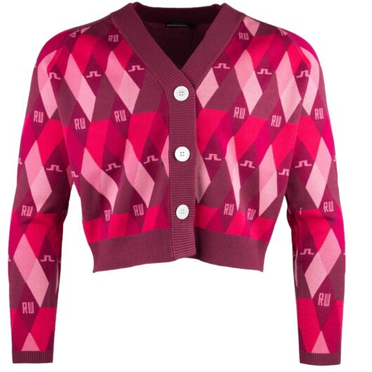 J Lindeberg x Robbie Williams Eira Argyle Knitted Ladies Golf Cardigan