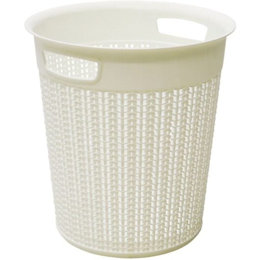 JVL - Knit Design Loop Plastic Round Bin, Ivory