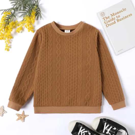 Kid Boy Casual Cable Knit Textured Sweatshirt