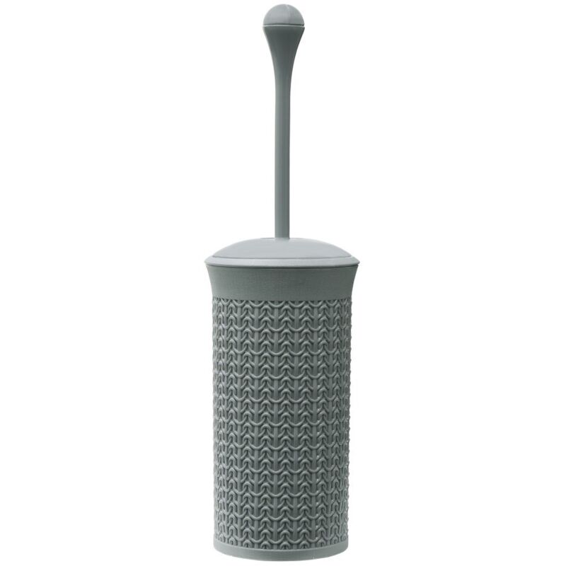 Knit Design Loop Plastic Toilet Brush and Holder, Grey