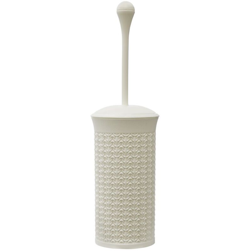 Knit Design Loop Plastic Toilet Brush and Holder, Ivory
