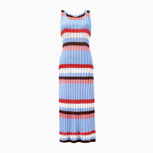 Knitted Stripe Beach Dress with Hollow-out Design for Mommy and Me