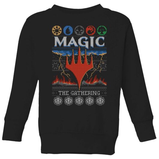 Magic The Gathering Colours Of Magic Knit Kids' Christmas Jumper - Black - 3-4 Years