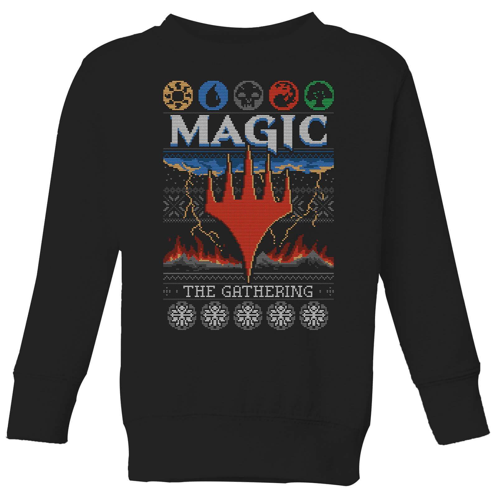 Magic The Gathering Colours Of Magic Knit Kids' Christmas Jumper - Black - 3-4 Years