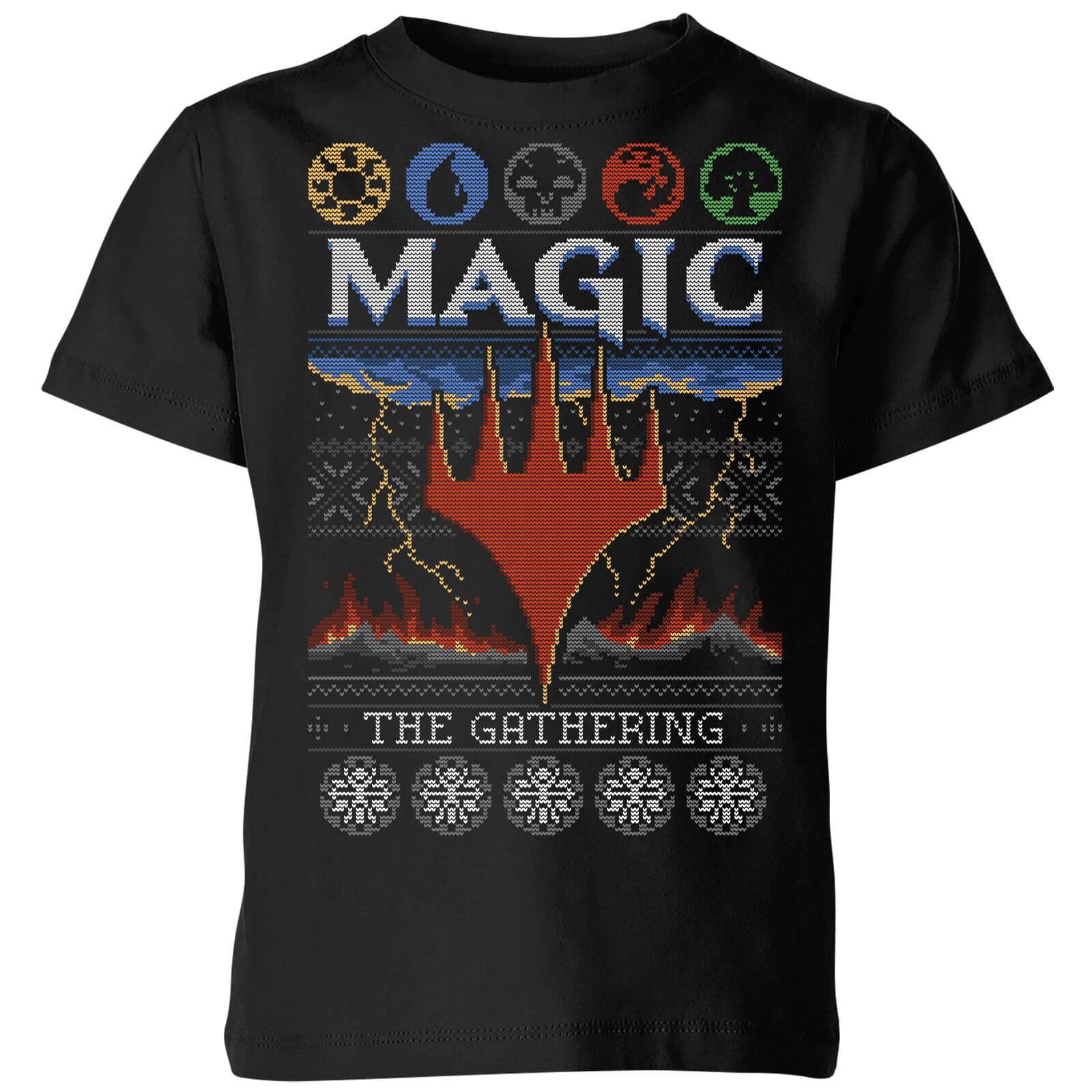 Magic The Gathering Colours Of Magic Knit Kids' Christmas T-Shirt - Black - 3-4 Years