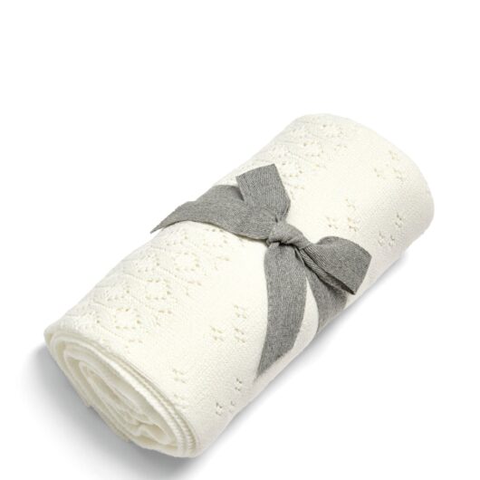 Mamas & Papas Knitted Pointelle Shawl - Cream, Cream