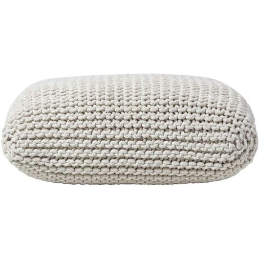 Natural Square Cotton Knitted Pouffe Floor Cushion - Homescapes