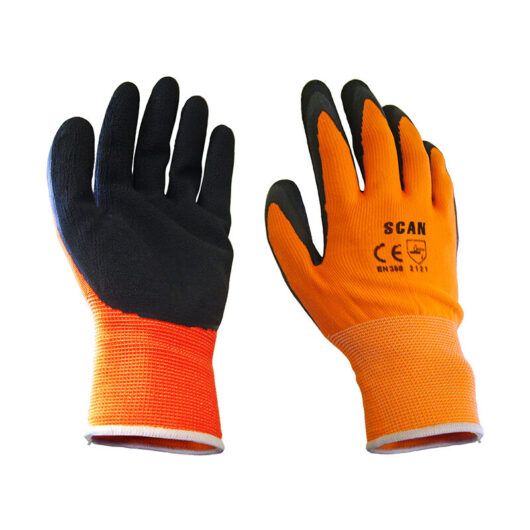 Scan - Hi-Vis Orange Foam Latex Coated Gloves - xxl Size 11 scaglolatoxx