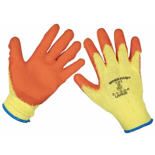 Sealey - Super Grip Knitted Gloves Latex Palm (Large) - Pair 9121L