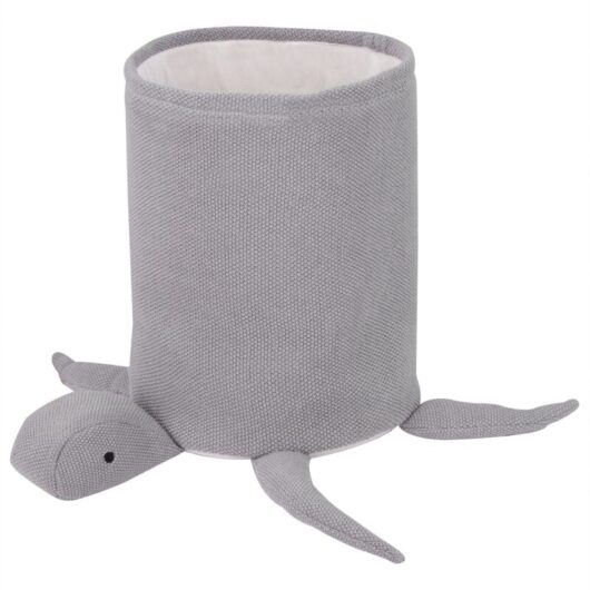 Storage Basket Turtle Cotton Hamper Knitted Kids Room Accessory Grey Tanda