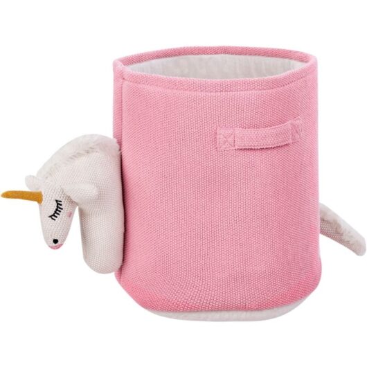 Storage Basket Unicorn Cotton Hamper Knitted Kids Room Accessory Pink Narroti