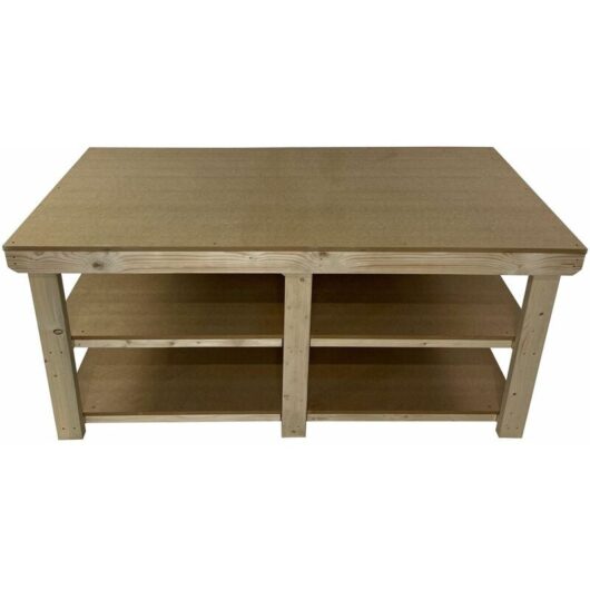 Wooden mdf Top Wide Workbench (3ft x 5ft) Double shelf
