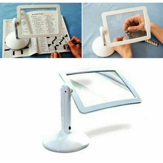 1PC Large Hands-Free Magnifying Glass on Stand - 360° Rotating Lens - Reading, Sewing, Small Works - LED Lights - 3x Magnification