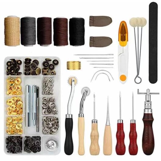 28Pcs Craft Leather Tool Set Leather Hand Tool Kit for Sewing, Stitching, Engraving, Printing, Cutting, Professional Leather Craft Accessories,