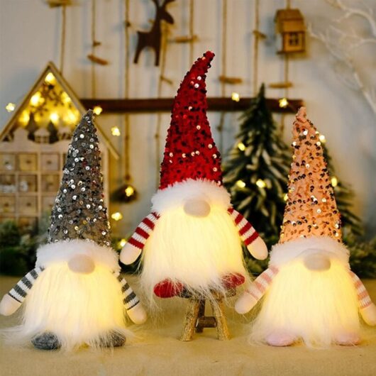 3Pc Luminous Christmas Gnome, Plush Christmas Gnome, Christmas Elf Decoration Gnome, Mini Christmas Elf, Handmade Swedish Santa Deco, For Christmas