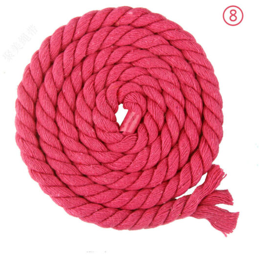 8mm x 65.5ft 3 Strand Braided Cotton Rope for Craft Knitting Yarn (08 Rose Red)