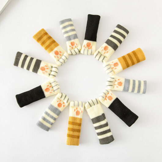 Csparkv - 16Pcs Chair Leg Socks, Elastic Chair Leg Socks, Knitting Chair Leg Protector, Cute Cat Paw Chair Leg Socks for Furniture Legs