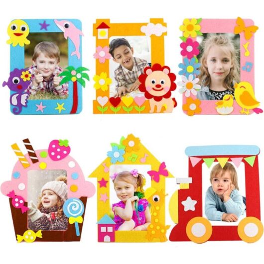 Csparkv - pcs Kids Photo Frame Craft Kit for Children Creative Leisure Sewing for Girls Photo Frame Kit to Decorate