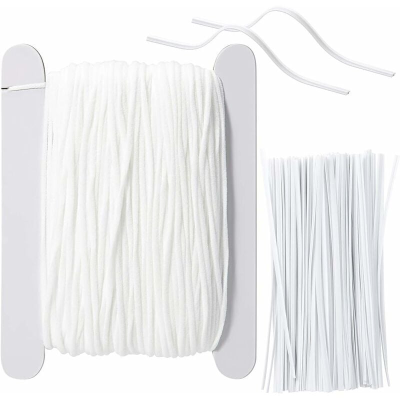 Elastic bands and nose clips, length 50M 3mm Rubber bungee cord with 100 pieces of nose bridges for sewing and diy crafts