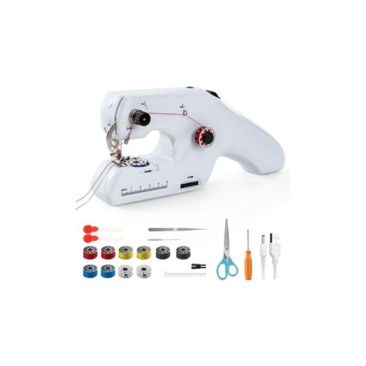 Electronic Sewing Machine, Portable Double Thread Sewing Machine for Adult Beginners, Cordless with Accessories for Clothing, Curtains, Crafts Home