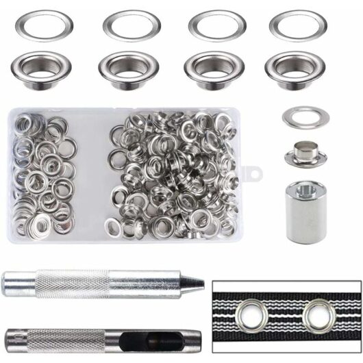 Héloise - Grommet Kit for Tarpaulin Sewing Fabric Curtain Making and Crafts Tarpaulin Repair 100 pcs Grommet Eyelets 10mm Grommets Kit (Silver)