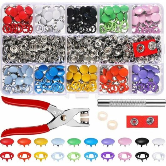 Hoopzi - 200Pcs Snap Fasteners Set of Hollow Solid Buttons - Metal Buckle Snap Ring Button Snap Buttons Sewing Craft 12.5mm