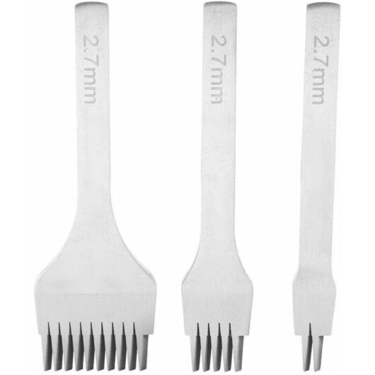 Hoopzi - 3PCS diy Leather Tool Kit Punch Leather Craft Claw Punch Prong Tool White Steel 2/5/10 Craft Lacing Sewing Scissor Set Prong 2.7mm 3.0mm