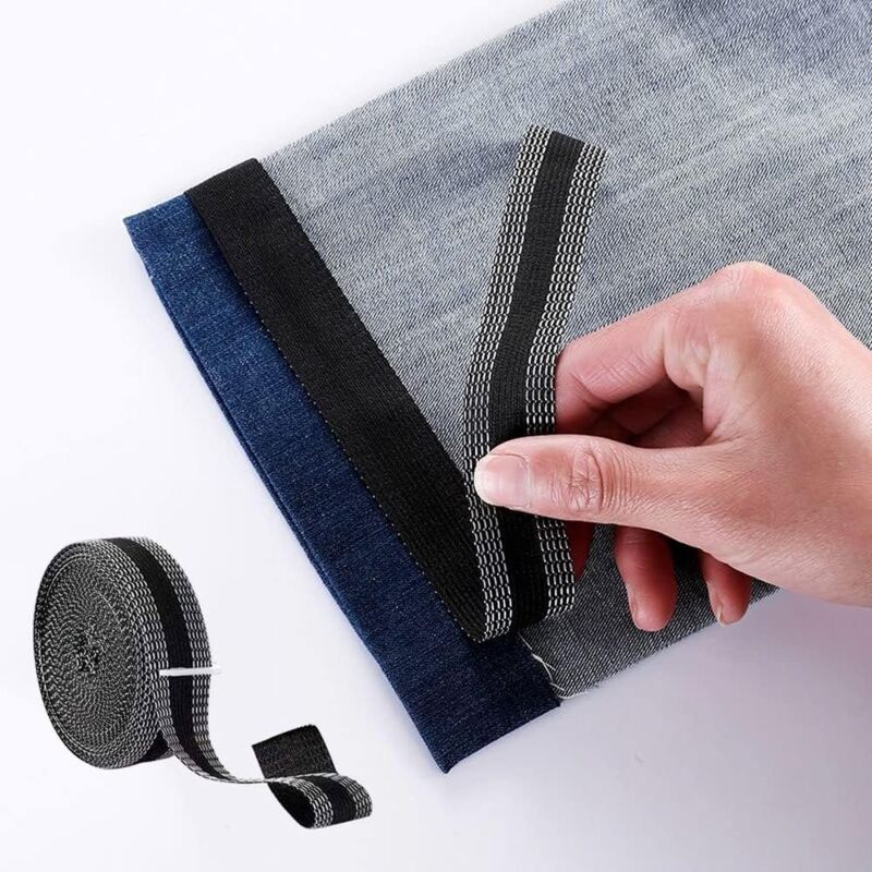 Ironing tape hemming tape ironing tape for curtain - edge tape 2.5 cm × 5 m black