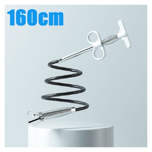 Linghhang - 160cm White Snake Shape Sewer Pipe Dredge Four-claw Spring Dredge Tool Kitchen Bathroom Sink Drainage