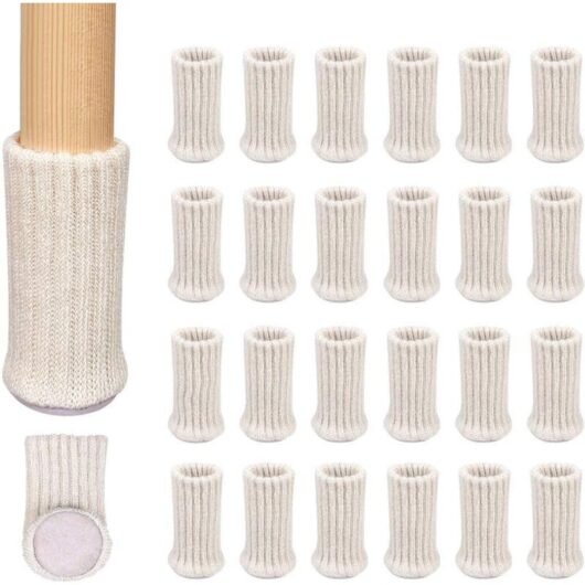 Linghhang - 24 Pack Knitted Chair Leg Socks Non Slip, Fit for 1-2 Inch Chair Legs to Prevent Scratches and Reduce Noise for Easy Movement-Brown