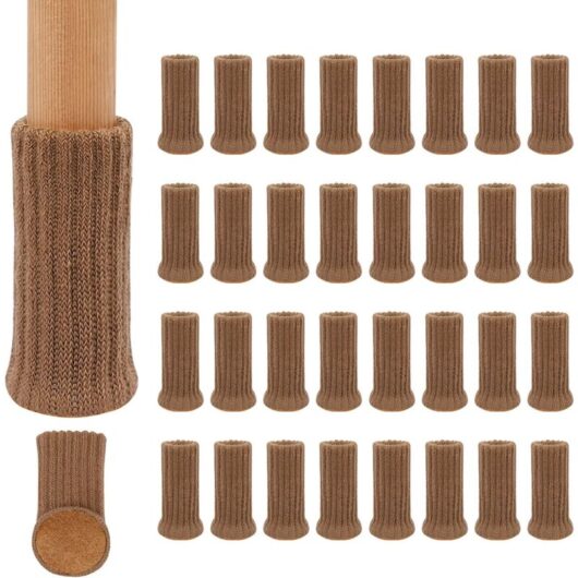 Linghhang - 24 Pack Knitted Chair Leg Socks Non Slip, Fit for 1-2 Inch Chair Legs to Prevent Scratches and Reduce Noise for Easy Movement-Grey
