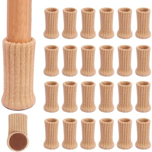 Linghhang - 24 Pack Knitted Chair Leg Socks Non Slip, Fit for 1-2 Inch Chair Legs to Prevent Scratches and Reduce Noise for Easy Movement-White