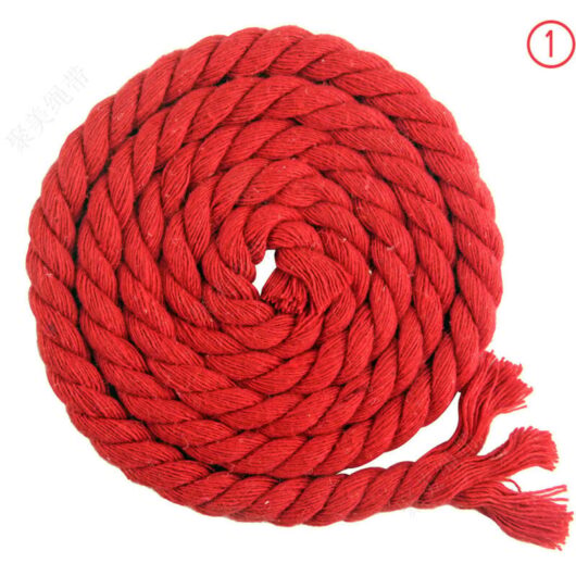 Linghhang - 8mm x 65.5ft 3 Strand Braided Cotton Rope for Craft Knitting Yarn (01 Red)