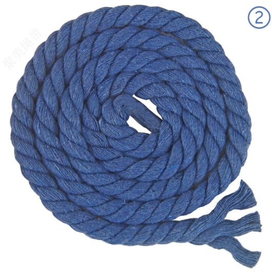Linghhang - 8mm x 65.5ft 3 Strand Braided Cotton Rope for Craft Knitting Yarn (02 Royal Blue)
