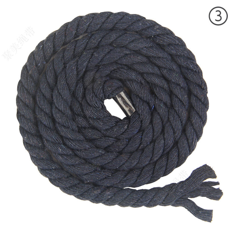 Linghhang - 8mm x 65.5ft 3 Strand Braided Cotton Rope for Craft Knitting Yarn (03 Navy Blue)